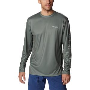 imageColumbia Mens Terminal Tackle PFG Triangle Long Sleeve ShirtCypressCool Green Realtree Horizon