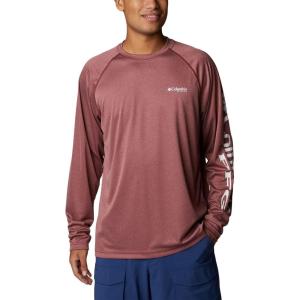 imageColumbia Mens Terminal Tackle PFG Triangle Long Sleeve ShirtRed Jasper HeatherWhite Logo