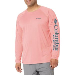 imageColumbia Mens Terminal Tackle PFG Triangle Long Sleeve ShirtSalmon HeatherAegean Blue Logo