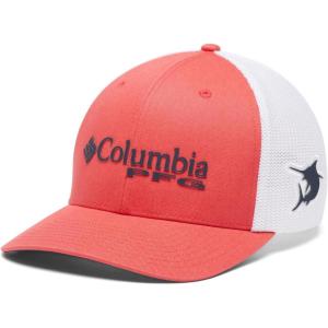 imageColumbia Womens PFG Logo Mesh Ball CapHigh CrownSunset RedCollegiate Navy