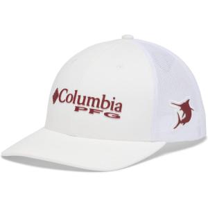 imageColumbia Womens PFG Logo Mesh Ball CapHigh CrownWhiteRed Jasper