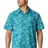imageColumbia Mens Super Slack Tide Camp ShirtAegean Blue Flatslam Tropical Print