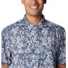 imageColumbia Mens Super Slack Tide Camp ShirtCollegiate Navy Tunado Tonal