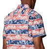 imageColumbia Mens Super Slack Tide Camp ShirtRed Spark Ombre Fish Stripe