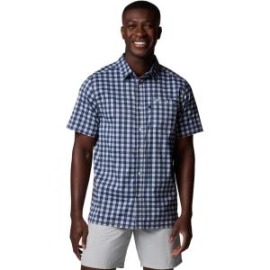 imageColumbia Mens Super Slack Tide Camp ShirtCollegiate Navy Palaka Grid