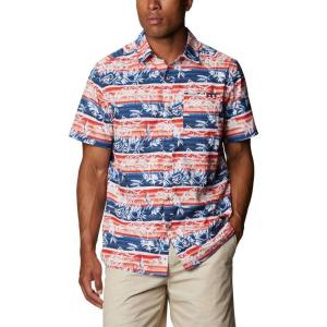 imageColumbia Mens Super Slack Tide Camp ShirtRed Spark Ombre Fish Stripe