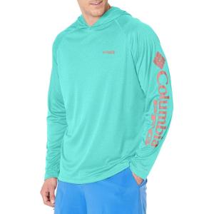 imageColumbia Mens Terminal Tackle Heather HoodieBright Aqua HeatherSalmon Logo