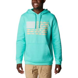 imageColumbia Mens PFG Fish Flag Ii HoodieElectric TurquoiseBright Nectar Usa