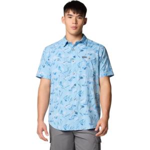 imageColumbia Mens Utilizer Printed Woven Short SleeveRipple Blue Yarrow Mirage