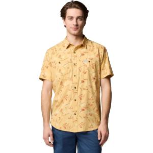 imageColumbia Mens Utilizer Printed Woven Short SleeveSand Dune Yarrow Mirage