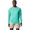 imageColumbia Mens Terminal Tackle Long Sleeve Fishing ShirtGlaze Green HeatherWhite Logo
