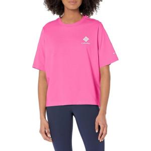 imageColumbia Womens North Cascades Relaxed TeeWild GeraniumFramed Halftone Logo Grx