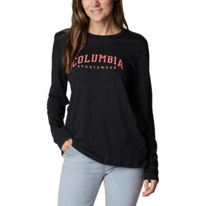 imageColumbia Womens Trek Relaxed Long Sleeve TeeBlack HeatherColumbia Varsity Arch