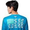 imageColumbia Mens PFG Terminal Tackle Fish Flag Long Sleeve Fishing ShirtBlue EchoLemon Wash Offshore Slam