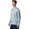 imageColumbia Mens PFG Terminal Tackle Fish Flag Long Sleeve Fishing ShirtCrushed BlueFaded Peach Trout  Flies