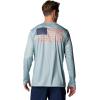 imageColumbia Mens PFG Terminal Tackle Fish Flag Long Sleeve Fishing ShirtCrushed BlueFaded Peach Trout  Flies