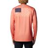 imageColumbia Mens PFG Terminal Tackle Fish Flag Long Sleeve Fishing ShirtFaded PeachBright Nectar
