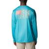 imageColumbia Mens PFG Terminal Tackle Fish Flag Long Sleeve Fishing ShirtTurquoise  Coral Glow Offshore Fish