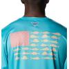 imageColumbia Mens PFG Terminal Tackle Fish Flag Long Sleeve Fishing ShirtTurquoise  Coral Glow Offshore Fish