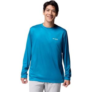imageColumbia Mens PFG Terminal Tackle Fish Flag Long Sleeve Fishing ShirtBlue EchoLemon Wash Offshore Slam