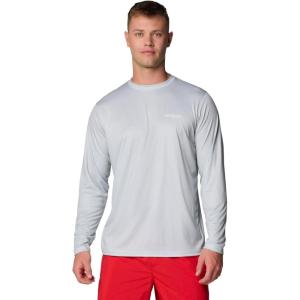 imageColumbia Mens PFG Terminal Tackle Fish Flag Long Sleeve Fishing ShirtCool GreyVivid Blue