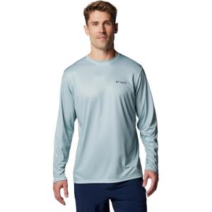 imageColumbia Mens PFG Terminal Tackle Fish Flag Long Sleeve Fishing ShirtCrushed BlueFaded Peach Trout  Flies