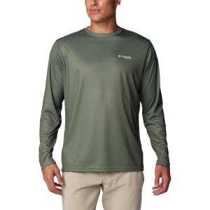 imageColumbia Mens PFG Terminal Tackle Fish Flag Long Sleeve Fishing ShirtCypressCool Grey Bass Lures