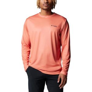 imageColumbia Mens PFG Terminal Tackle Fish Flag Long Sleeve Fishing ShirtFaded PeachBright Nectar