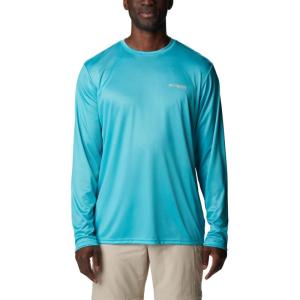 imageColumbia Mens PFG Terminal Tackle Fish Flag Long Sleeve Fishing ShirtTurquoise  Coral Glow Offshore Fish