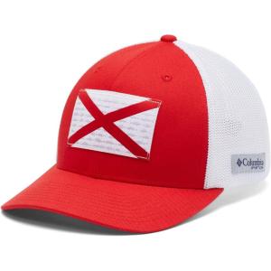 imageColumbia PFG Fish Flag Mesh Ball CapHighRed Spark  Alabama Flag