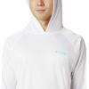 imageColumbia Mens PFG Terminal Tackle HoodieWhiteBright Aqua Logo