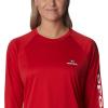 imageColumbia Womens Collegiate Tidal Tee Ls ShirtUga  Bright Red  White