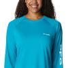 imageColumbia Womens PFG Tidal Tee II Long SleeveOcean TealWhite Logo