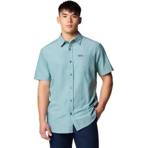 imageColumbia Mens Big ampamp Tall Rapid Rivers Novelty Short SleeveRiver Blue Diamond Dobby Chambray