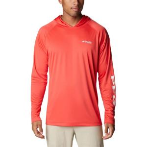 imageColumbia Mens PFG Terminal Tackle HoodieRed HibiscusWhite Logo