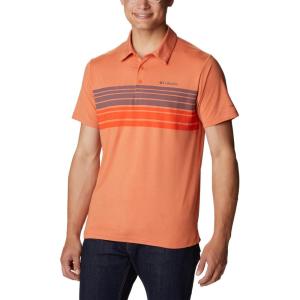 imageColumbia Mens Tech Trail Novelty PoloDesert Orange Heather Stripe