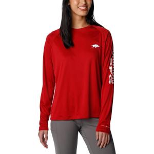 imageColumbia Womens Collegiate Tidal Tee Ls ShirtArk  Red Velvet  White