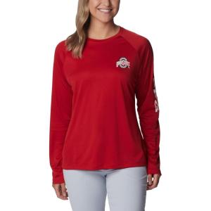 imageColumbia Womens Collegiate Tidal Tee Ls ShirtOs  Intense Red  White