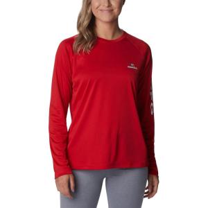imageColumbia Womens Collegiate Tidal Tee Ls ShirtUga  Bright Red  White