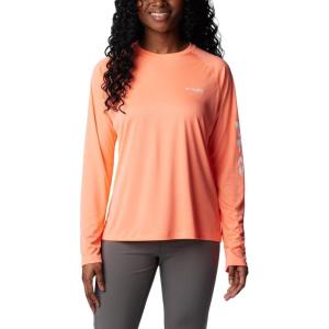 imageColumbia Womens PFG Tidal Tee II Long SleeveCoral Glow  White Logo