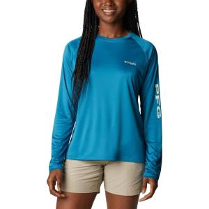 imageColumbia Womens PFG Tidal Tee II Long SleeveDeep MarineLight Lime Logo