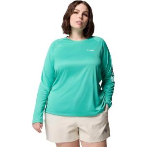 imageColumbia Womens PFG Tidal Tee II Long SleeveGlaze GreenWhite Logo