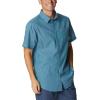 imageColumbia Mens Under Exposure Yarn Dye Short Sleeve ShirtElectric Turquoise Oxford Stripe