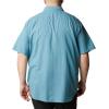 imageColumbia Mens Under Exposure Yarn Dye Short Sleeve ShirtElectric Turquoise Oxford Stripe