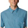 imageColumbia Mens Under Exposure Yarn Dye Short Sleeve ShirtElectric Turquoise Oxford Stripe