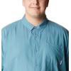 imageColumbia Mens Under Exposure Yarn Dye Short Sleeve ShirtElectric Turquoise Oxford Stripe