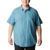imageColumbia Mens Under Exposure Yarn Dye Short Sleeve ShirtElectric Turquoise Oxford Stripe