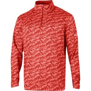 imageColumbia Golf Mens OmniWick Printed Wickhams Hills PulloverHoneycomb Intense Red