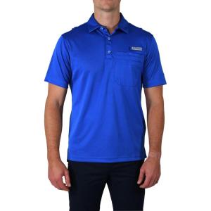 imageColumbia Mens Golf Flycaster Pocket Polo Shirt Omni Wick Breathable Short SleeveAzul