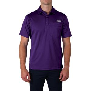 imageColumbia Mens Golf Flycaster Pocket Polo Shirt Omni Wick Breathable Short SleevePurple